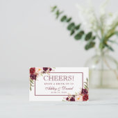 Bourgondische bruiloft receptie Drink ticket Kaart (Staand voorkant)