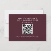 Bourgondische bruiloft RSVP QR Code Kaart Notitiekaartje (Achterkant)