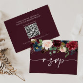 Bourgondische bruiloft RSVP QR Code Kaart Notitiekaartje