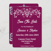 Bourgondische bruiloft save the date Kaart (Voorkant / Achterkant)