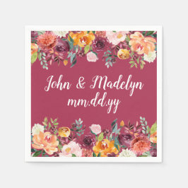 Bourgondische bruiloft servette gepersonaliseerde  servet