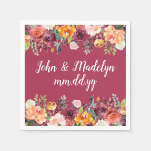 Bourgondische bruiloft servette gepersonaliseerde servet