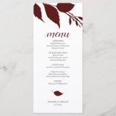 Bourgondische bruiloft thema menu Kaarten (Voorkant)