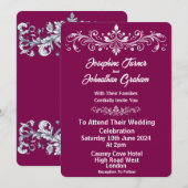 Bourgondische bruiloft uitnodiging Kaart volledig  (Voorkant / Achterkant)