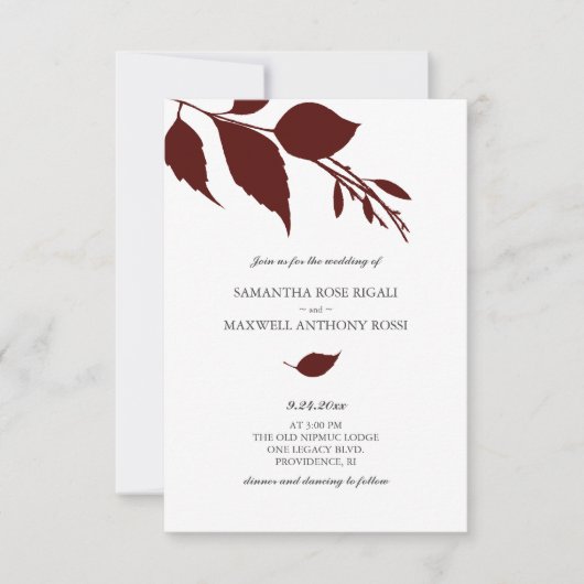 Bourgondische bruiloft uitnodiging met QR-code (Voorkant)