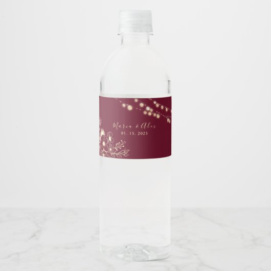 Bourgondische bruiloft water fles labels waterfles etiket (Voorkant)