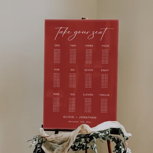 Bourgondische bruiloft Zitting Grafiek Acryl Teken Acryl Bord