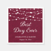 Bourgondische Burlap String Lights Rustieke bruilo Servet (Voorkant)