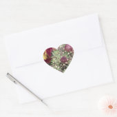 Bourgondische cactus bloemen hart sticker (Envelop)