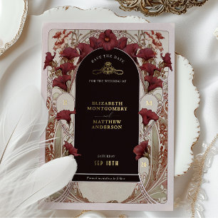 Bourgondische Calla Lelie Huwelijk Save The Date Folie Uitnodiging