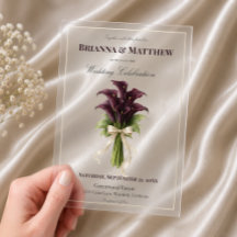 Bourgondische Calla Lily Bruidsboeket Ivoren Lint 