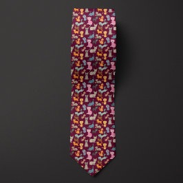 Bourgondische Cartoon katten Montage Stropdas