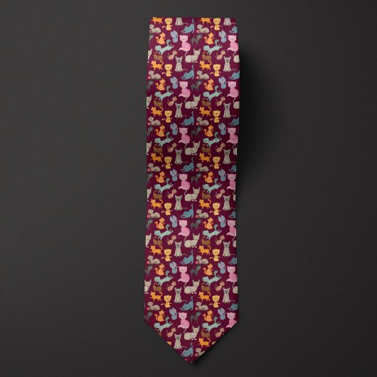 Bourgondische Cartoon katten Montage Stropdas