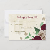 Bourgondische champagne bloemen botanische bruilof RSVP kaartje (Voorkant)