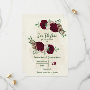 Bourgondische champagne bloemen botanische bruilof save the date