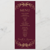 Bourgondische Champagne Toile Bloemstuk Bruiloft Menu (Voorkant)