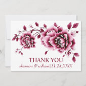 Bourgondische Chinese pioenroos bloemen bloemenbru Bedankkaart (Voorkant)