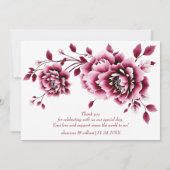 Bourgondische Chinese pioenroos bloemen bloemenbru Bedankkaart (Achterkant)