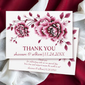 Bourgondische Chinese pioenroos bloemen bloemenbru Bedankkaart