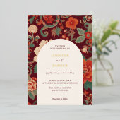 Bourgondische Chinoiserie Bruiloft Elegant Klassie Folie Uitnodiging (Staand Voorkant)