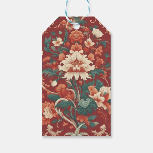Bourgondische Chinoiserie Grandmillenial Toile de  Cadeaulabel (Achterkant)