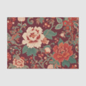 Bourgondische Chinoiserie Grandmillenial Toile Flo Tissuepapier (Voorkant)