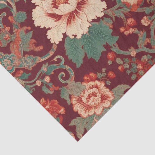 Bourgondische Chinoiserie Grandmillenial Toile Flo Tissuepapier (Detail)