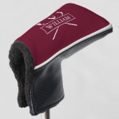 Bourgondische clubs en bal met gepersonaliseerde n golfheadcover (3/4 voorkant)