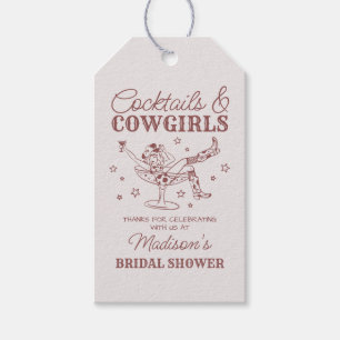 Bourgondische cocktails en cowgirl bruidsfeest cad cadeaulabel