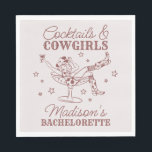 Bourgondische cocktails en cowgirls Rodeo Bachelor Servet<br><div class="desc">Maak je klaar om je bruid te vieren om in echte Nashville-stijl te zijn met dit Cocktails en Cowgirls-Collectie! Met een chique cowgirl die loungt in een cocktailglas en neutrale mauve- en bordeauxaccenten, geeft het Nashville Girls Night-vibes. Pak je laarzen en je besties, want dit wordt een feest om te...</div>