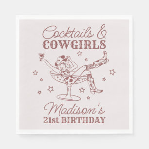 Bourgondische cocktails en cowgirls rodeo verjaard servet