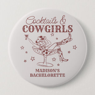 Bourgondische cocktails en cowgirls vrijgezellenfe ronde button 4,0 cm