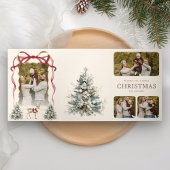 Bourgondische Coquette Bow Christmas Speelgoed Sto Drieluik Wenskaart