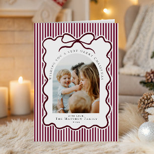 Bourgondische Coquette Familie Foto Kerstmis Feestdagen Kaart