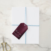 Bourgondische Cranberry moderne bruiloft dank u Cadeaulabel (Met Touw)