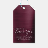 Bourgondische Cranberry moderne bruiloft dank u Cadeaulabel (Voorkant)