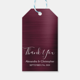 Bourgondische Cranberry moderne bruiloft dank u Cadeaulabel