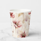 Bourgondische Crème Bloemrijke Bruids-Shower Papieren Bekers (Links)