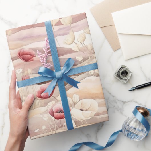 Bourgondische Crème Blush Bloemachtige Bruiloft Cadeaupapier (Geschenken)