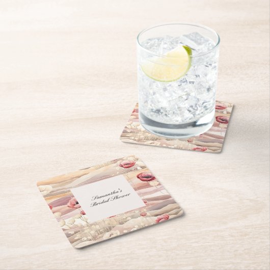 Bourgondische Crème Blush Bloemrijke Bruiloft Borr Kartonnen Onderzetters (Insitu)