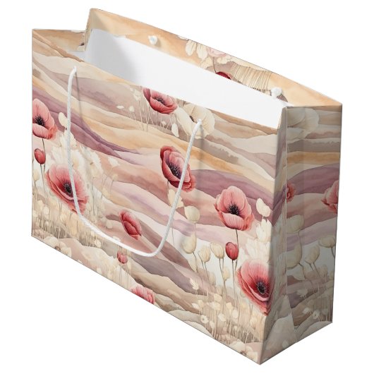 Bourgondische Crème Blush Bloemrijke Bruiloft Fees Groot Cadeauzakje (Voorkant Gekanteld)