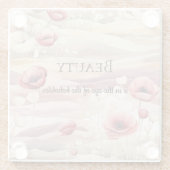 Bourgondische Crème Blush Bloemrijke Bruiloft Glazen Onderzetter (Achterkant)