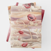 Bourgondische Crème Blush Bloemrijke Bruiloft Inpakpapier Vel (In situ)