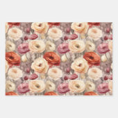 Bourgondische Crème Blush Bloemrijke Bruiloftsborr Inpakpapier Vel (Voorkant 3)