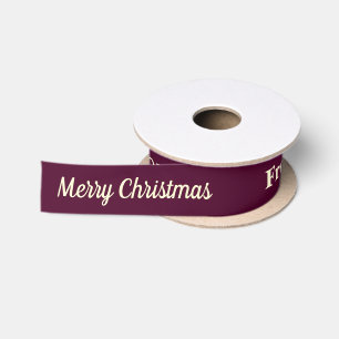 Bourgondische Crème Elegante Script Op maat gemaak Satijnen Lint