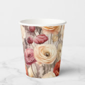 Bourgondische Crème Lente Bloemen Bruidsmeisjesfee Papieren Bekers (Achterkant)