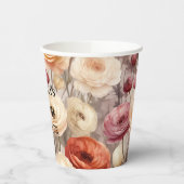 Bourgondische Crème Lente Bloemen Bruidsmeisjesfee Papieren Bekers (Links)