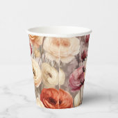 Bourgondische Crème Lente Bloemen Bruidsmeisjesfee Papieren Bekers (Rechts)