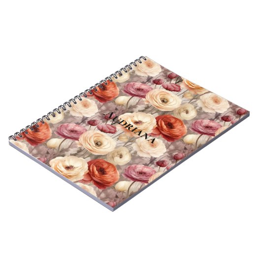 Bourgondische Crème Lente Bloemen   Notitieboek (Linkerzijde)