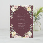 Bourgondische Crème Ranunculus Eucalyptus Bruiloft Kaart (Staand voorkant)